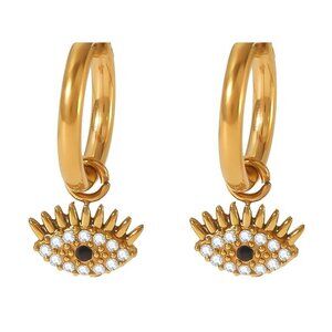 18K Gold Plated Stainless Steel "Evil Eyes" Earrings